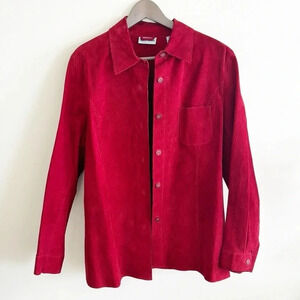 Vintage Boho Burgundy Red Genuine Suede Jacket M/L